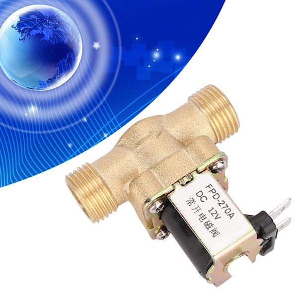 G1/2\" Normalt Åben Messing Magnetventil Elektromagnetisk Ventil Vandindløbskontakt (DC12V)