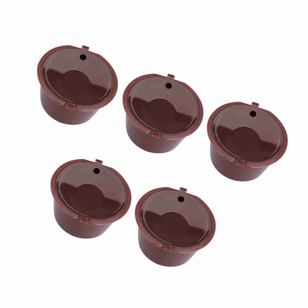 5 stk. Matvaregodkjent PP 304 Rustfritt Stål Gjenbrukbar Påfyllbar Kaffekapsel Filter (Brun)