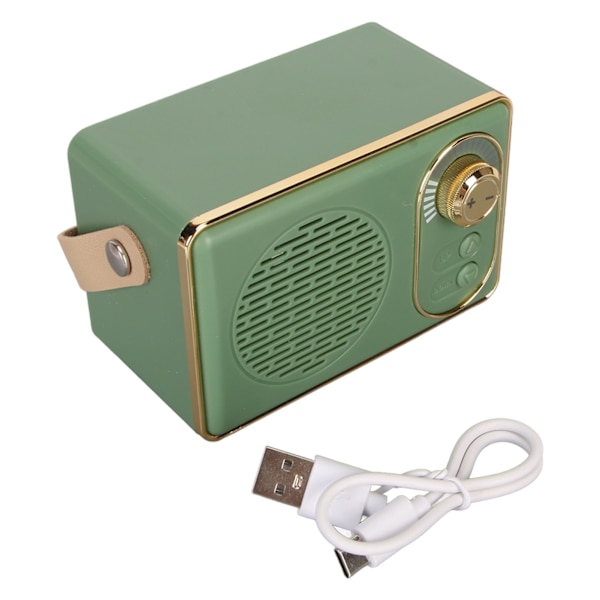 Retro Bluetooth 5.0 Högtalare Vintage Mini Bluetooth Högtalare Minneskort AUX USB Laddningsbart MP3-spelare för Campingfest Present Grön