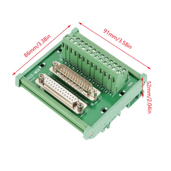 DB25 D Sub Hane & Hona Header Breakout Board Kopplingsplint DIN-skena Monteringsgränssnittsmodul