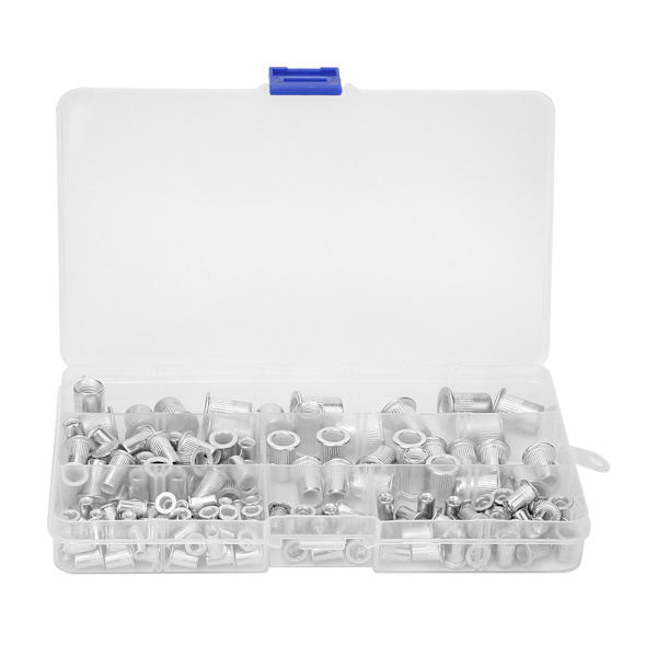 150 st M3 M4 M5 M6 M8 Aluminium Nitar med gängade insatser Muttrar Kit Hårdvara Fästelement