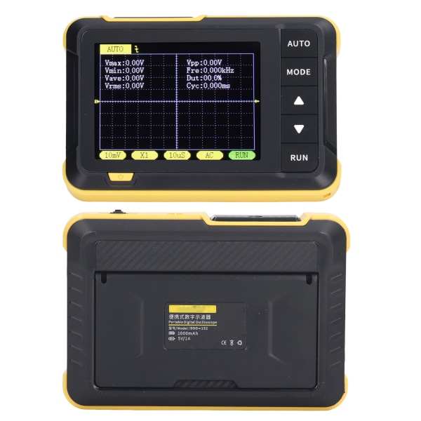 Handhållen oscilloskop Analog Digital Signal Bärbar Oscillografmätare 200K Bandbredd 2.5MS/s Samplingshastighet
