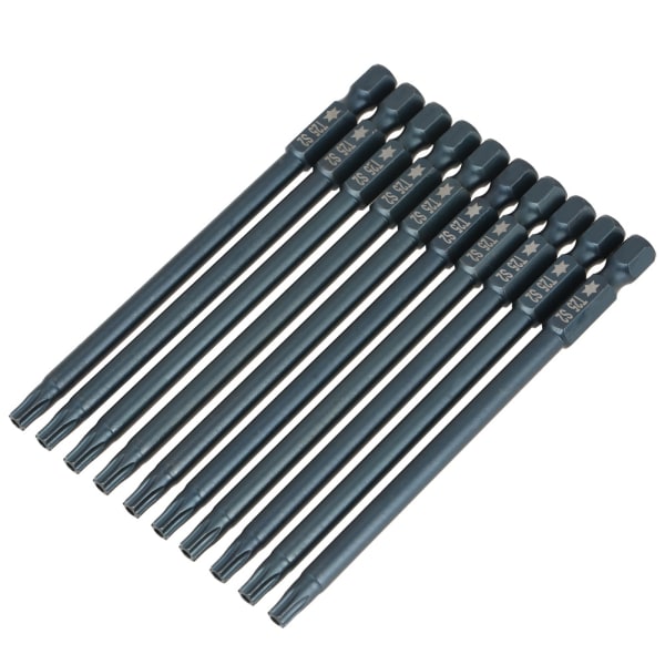 10 stk 100mm 1/4\" Hex Shank T25 Magnetisk Sikkerhetsstjerne Skrutrekker Bits Sett