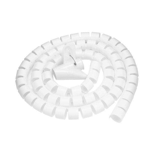 Fleksibel Spiralrør Kabelorganisator Ledningsholder Ledningsbeskyttelse Ledningsoppbevaring Hvit 1,5m * 28mm