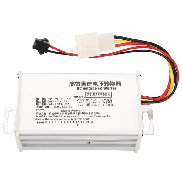 DC Konverter Step Down Strømforsyningsmodul 24V‑72V til 12V10A &amp; USB Output 5V2A
