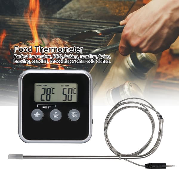 Digital Kötttermometer Mattermometer med Timer för Ugn BBQ Grill Köksmatlagning