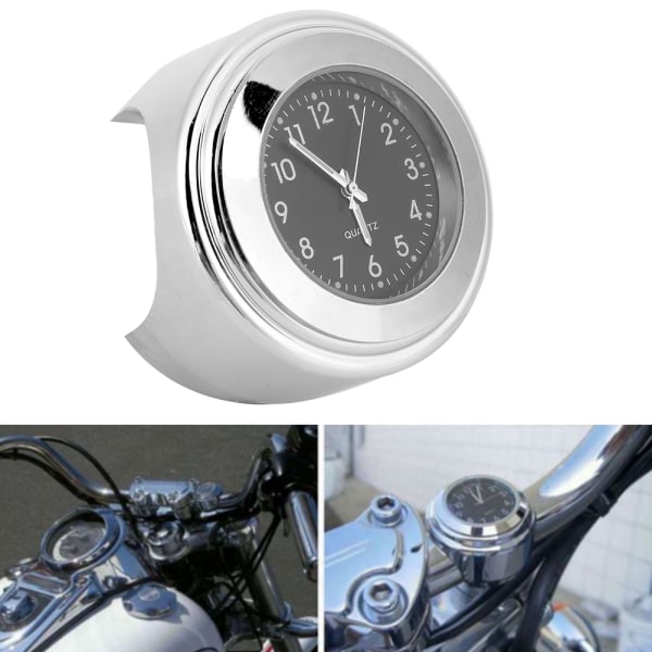 22-25 mm Universal Motorcykelstyre Klocka Metallmonterad Hand Grip Bar Urtavla watch (svart urtavla)