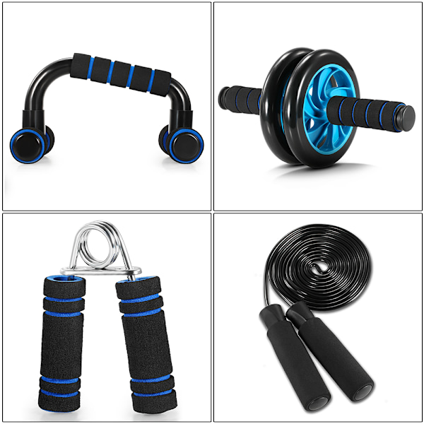 5-i-1 AB Hjul Roller Kit med Push-Up Bar, Hopprep, Hand Grip och Knäskydd Abdominal Core Carver Fitness Träning