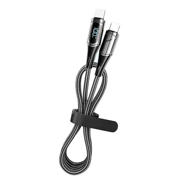 Snabbladdningsdatakabel PD LED Digital Display USB-datakabel för bärbar dator surfplatta telefon 2m Svart