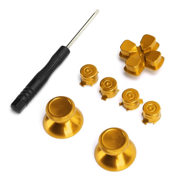 Metal Knap Tommelfingerstyre Simulerer Greb til PS4 Gamepad Controller Joystick Udskiftning Gylden