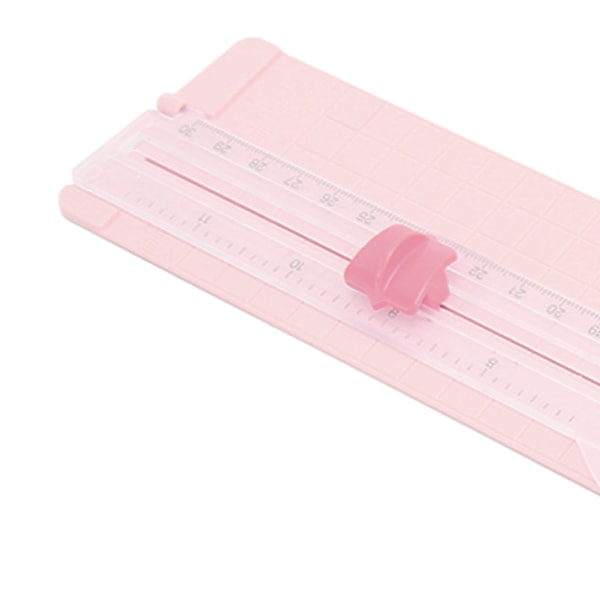Pappersskärare Portabel Kompakt DIY Bi-direktionellt Blad HD Skala Ljusrosa ABS Plast Scrapbook Papperstrimmer för Foton