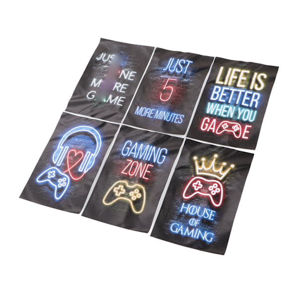 6 st Neon Gaming Posters 20x30cm Färgglada Spelrum Canvas Väggkonst Dekoration för Pojkars Rum