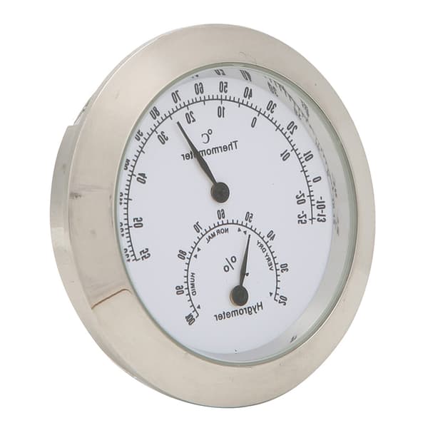 Rund Termometer Hygrometer Luftfuktighet Temperaturmätare för Violin Gitarrfodral (Silver)