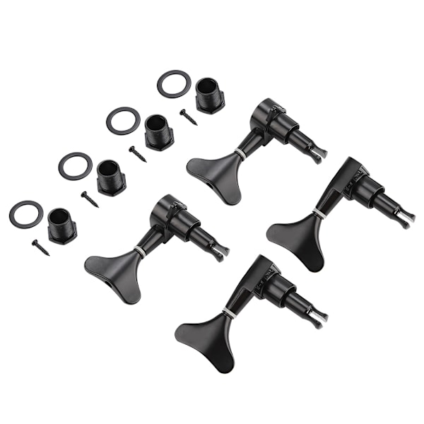 2L2R Fishtail-formade, knappförseglade stämskruvar för basgitarr (svart)
