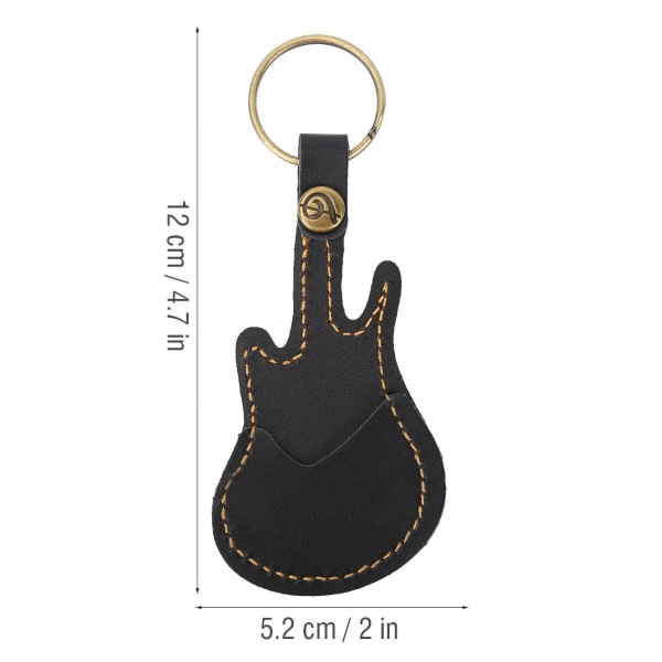 Bærbar Læder Messing Guitar Plekter Taske Holder Inklusive Plekter Tilbehør (Sort)