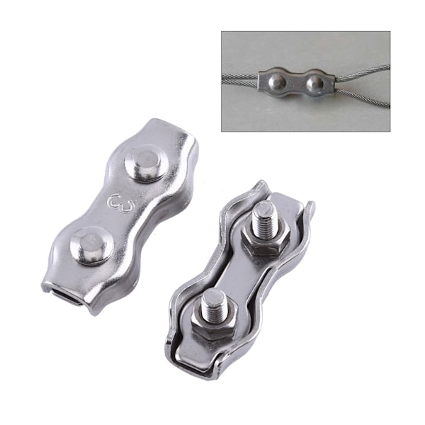 10 stk. M3 Duplex Clips Rustfrit Stål Wire Kabel Reb Grips Klemmer Caliper