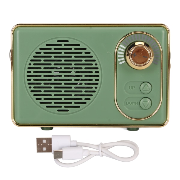 Retro Bluetooth 5.0 Högtalare Vintage Mini Bluetooth Högtalare Minneskort AUX USB Uppladdningsbar MP3-spelare för Camping Party Gift Green