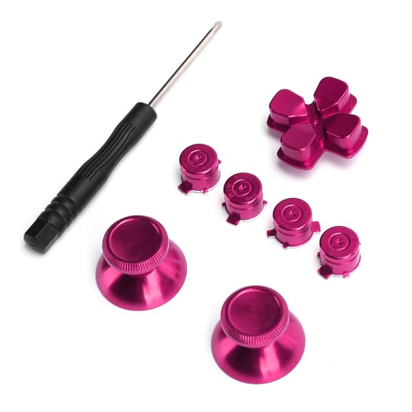Metal Knap Tommelfingerstyring Simulerer Greb til PS4 Gamepad Controller Joystick Udskiftning Rose Rød