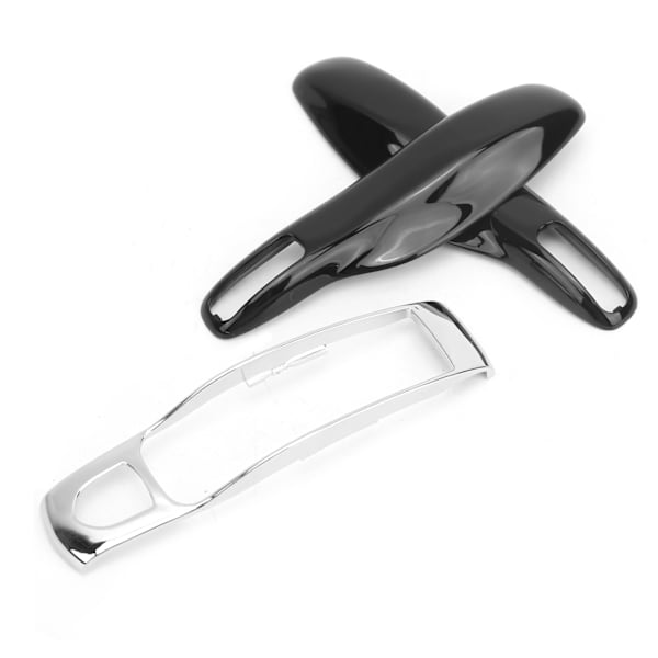 Bil Fjernbetjenings Nøgle Fob Etui Trim Beskyttelsescover Passer til 911/Panamera Macan Boxster (Sort Sølv) Noir + Argent
