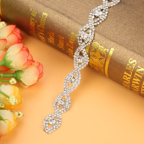 1 yard glittrande strassband klo kedja DIY dekor 1,5 cm bredd (vit strass)