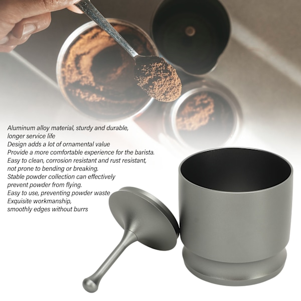 Doseringsringe Pres Aluminiumlegering Anti Flyvende Kaffepulver Samler Kaffefremstillingsudstyr 58mm Grå