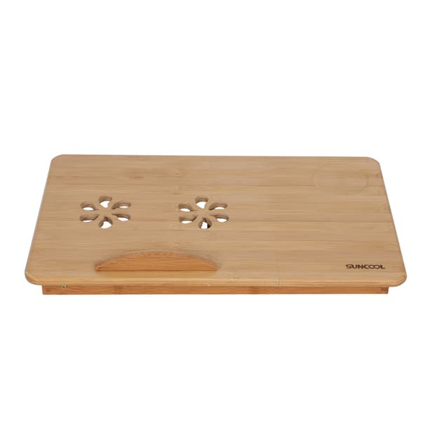 Bärbart hopfällbart laptopbord i bambu, justerbart knäbord, laptopbord med låda