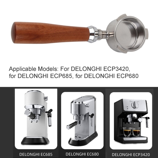 51 mm bottenlöst portafilter zinklegering kaffefilterhållare för DELONGHI ECP3420 kaffemaskin