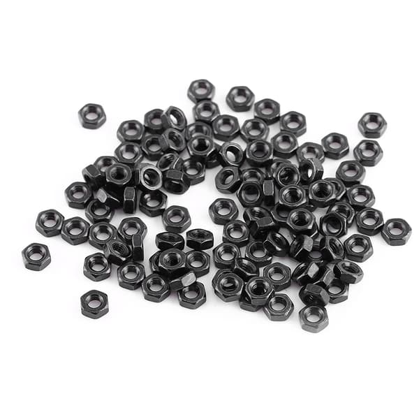 250 st M3 Svarta Legeringståls Hex Socket Skruvar Bult Med Hex Muttrar Sortiment (Kapslad)