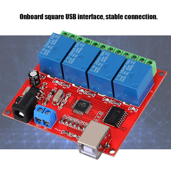 4-Kanalig 24V Dator USB Smart Switch Controller PC Relä Drivmodul Expansionskort