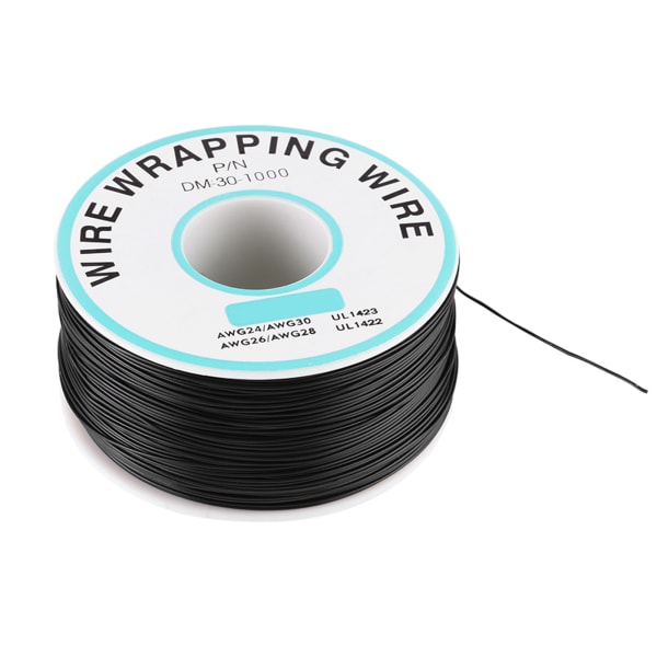 0,25 mm trådlindning Enkeltrådskärna 30AWG-kabel 250 meter svart
