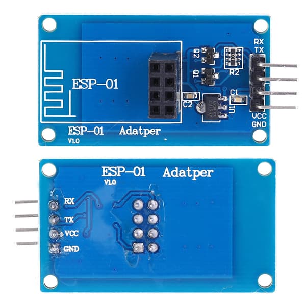 2 stk Sett ESP8266 Wifi Trådløs ESP-01 Adaptermodul 3.3V5V Transparent Pass Through-modul