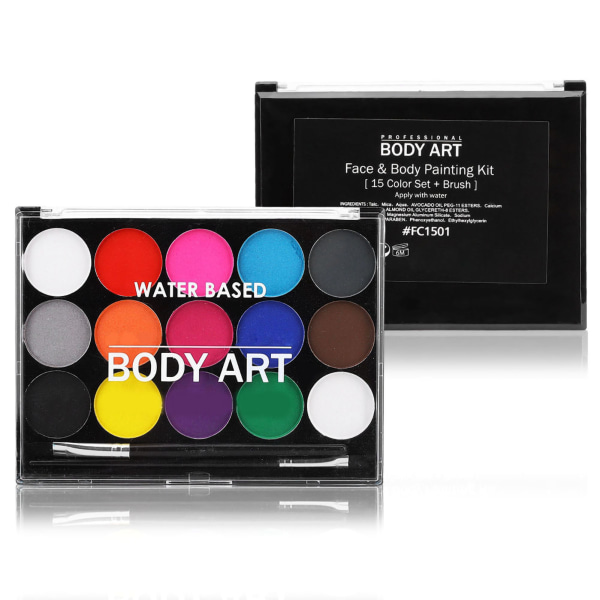 15 färger Paint Makeup Set Ansiktskropp Ej giftigt vattenlösligt målningsverktyg