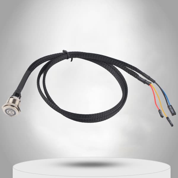 Stationär Dator Värd Switch Kabel Metallknapp Metall LED Strömknapp Blå