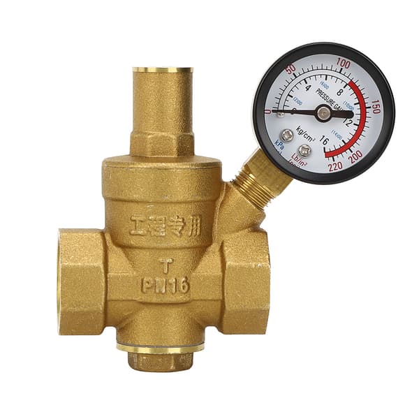 DN20 Messing Justerbar Vandtryksregulator Reducer med Måler