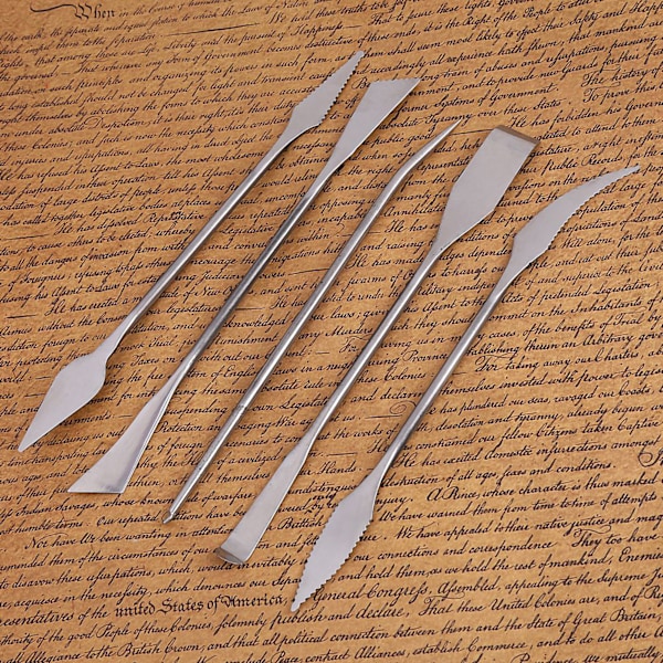 5 stk. Skulptursett i rustfritt stål for voksleire, keramikk, utskjæring, modellering, DIY-håndverk
