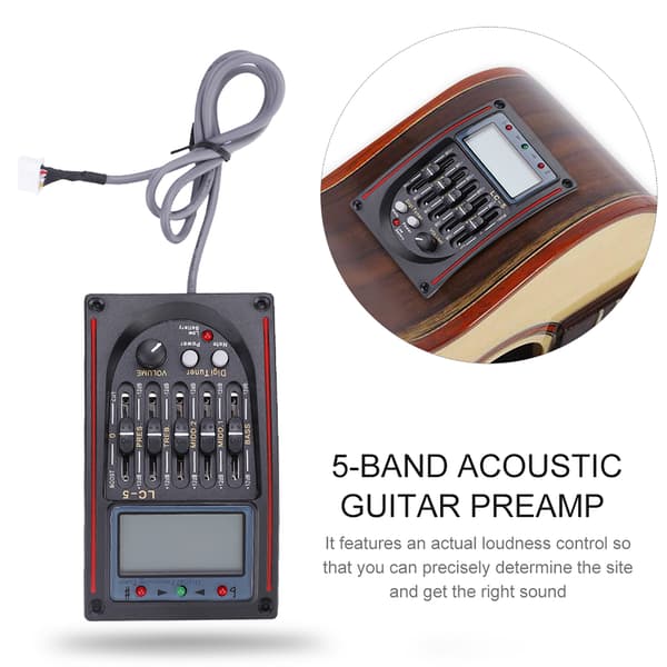 LCD 5-bånds akustisk gitar preamp EQ LC-5 equalizer tuner piezo pickup