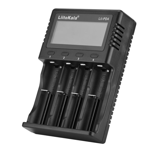 Liitokala Lii pD4 LCD Batterioplader 4 Slot Smart Batteri Back
