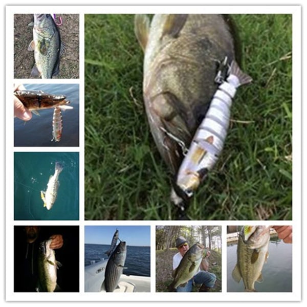Minnow Fiske Drag Hårt Plast Tvådelad Ledad Fiske Drag 9cm 34.5g Sjunkande Bluegill Swimbait Glide Bait Crankbait Wobbler Bass Gädda Utrustning
