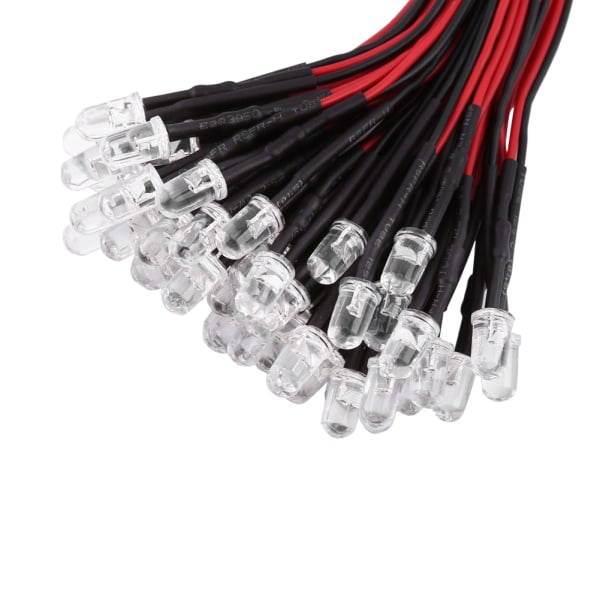 50 stk. Forbundet DC12V Diffuse LED Dioder Multi Farver Lys 5mm Langsom Blinkende (#8)