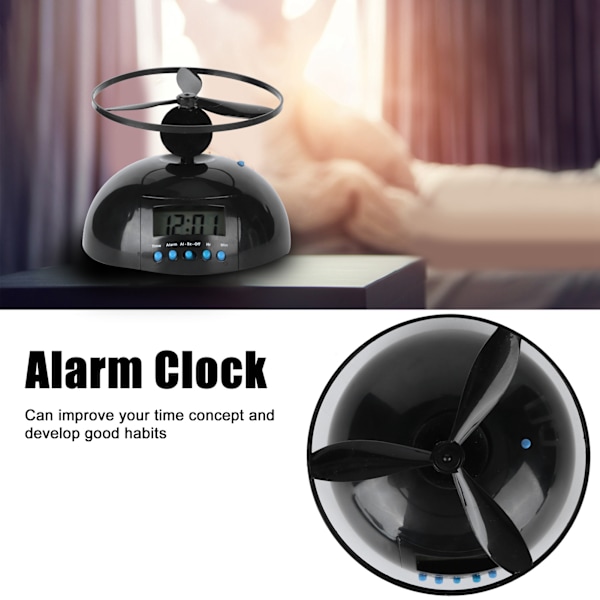 Väckarklocka Nyhet Flygande LCD Digital Bärbar Mini Rund Propeller Hushållsartiklar