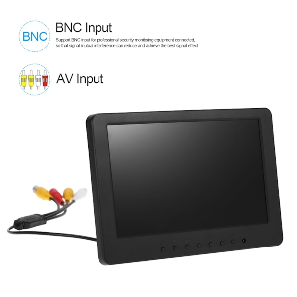 7 tuuman HD-monitori 1024x600 16:9 TFT LCD -monitori tukee BNC AV-videotuloa koti- ja autovalvontaan