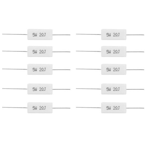 10 stk. Cementmodstand Effektmodstand 5% Isoleret Elektroniske Komponenter 5W(2R)