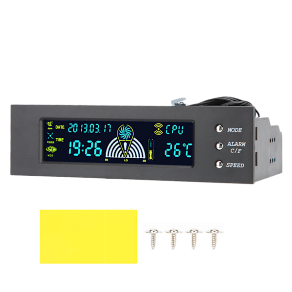 Dator 3-fläktshastighetsregulator CPU/HDD/SYS Temperaturkontroll LCD Frontpanel 5.25in STW‑5023