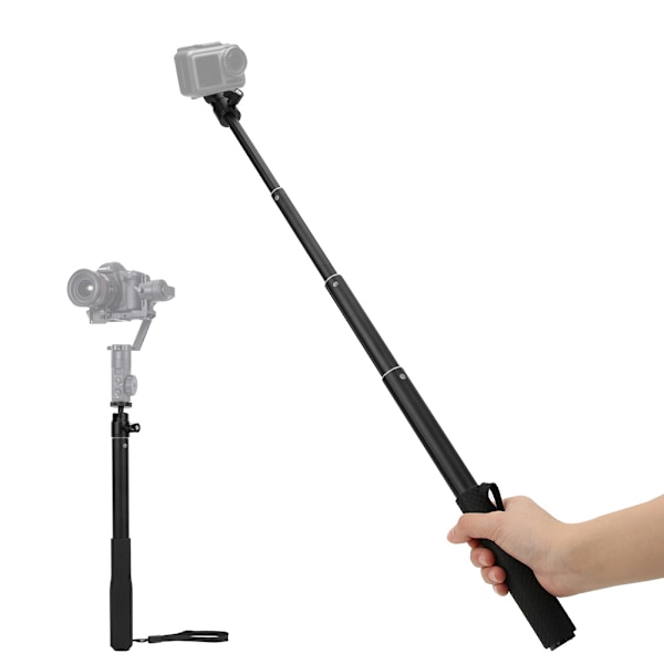 4-sektions Teleskopisk Selfie Stick med Kuglehoved til Telefon Vlog Videooptagelse Live 1/4'' Skruehul