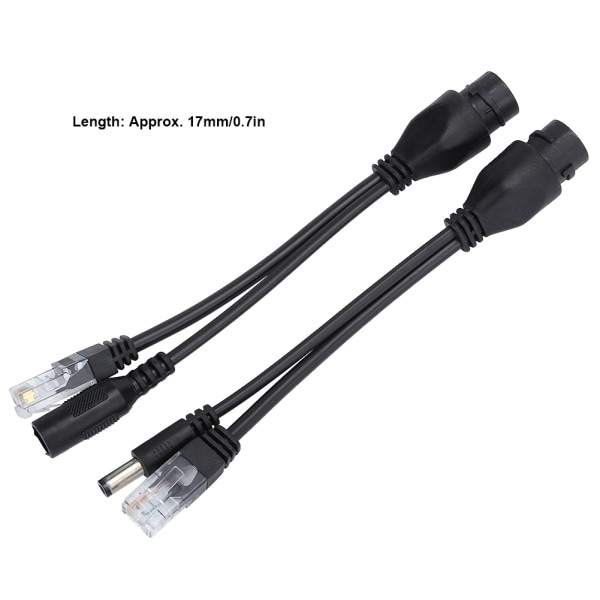 POE Adapterkabel Ikke-Standard Vandtæt Injektor Splitter DC12V (Sort)