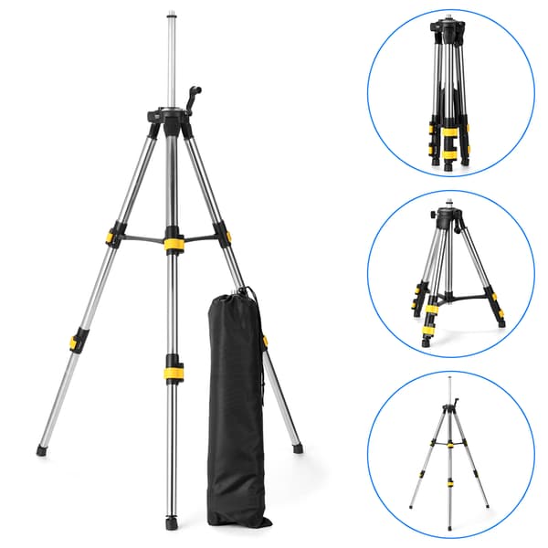 1,2M Tre Højdejustering Rustfrit Stål Forlængerstang Tripod Stativ Til Laserniveau med Væskenivellering