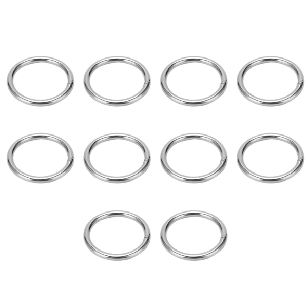 10 stk. sveisede runde ringer i rustfritt stål, multifunksjonelle for campingbelte, rigging, 4x40 mm