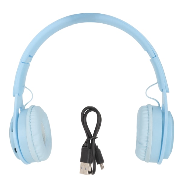 Y08 Barnhörlurar Macaron Snyggt stereoljud Fällbart instickskort Bluetooth Over Ear-hörlurar Blå