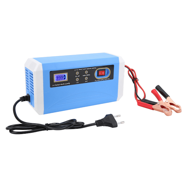 Bilbatteriladdare 12V/24V Effektiv Intelligent LCD-skärm Automatisk Överföring Pulsreparation för 10Ah‑200Ah 110‑240V