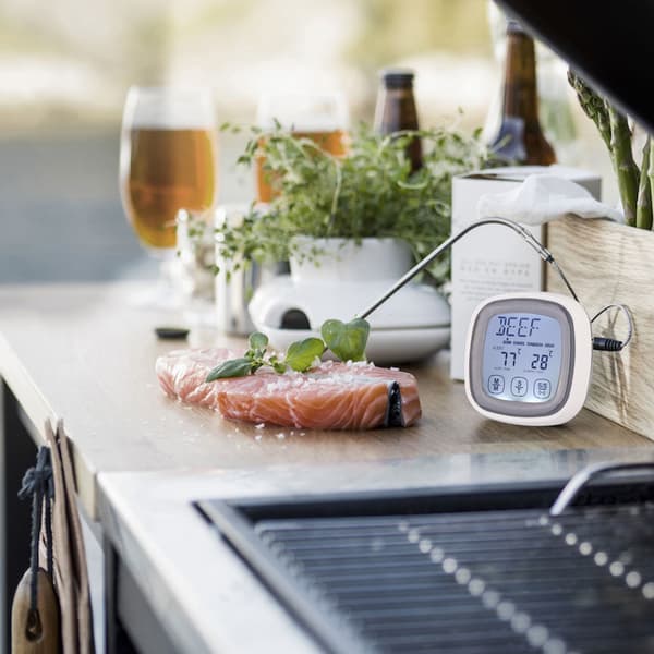 Digital matlagnings-termometer med pekskärm, timer och sond för kött